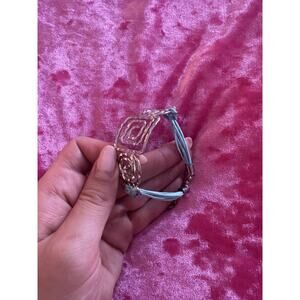 Silver Spiral Blue Cord Bracelet Greek Summer Spring Fun Jewelry